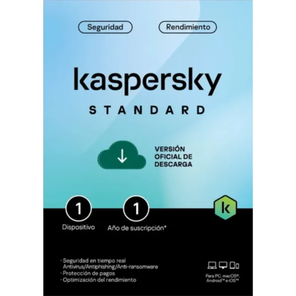 Antivirus Kaspersky Standar licencia digital 1 año