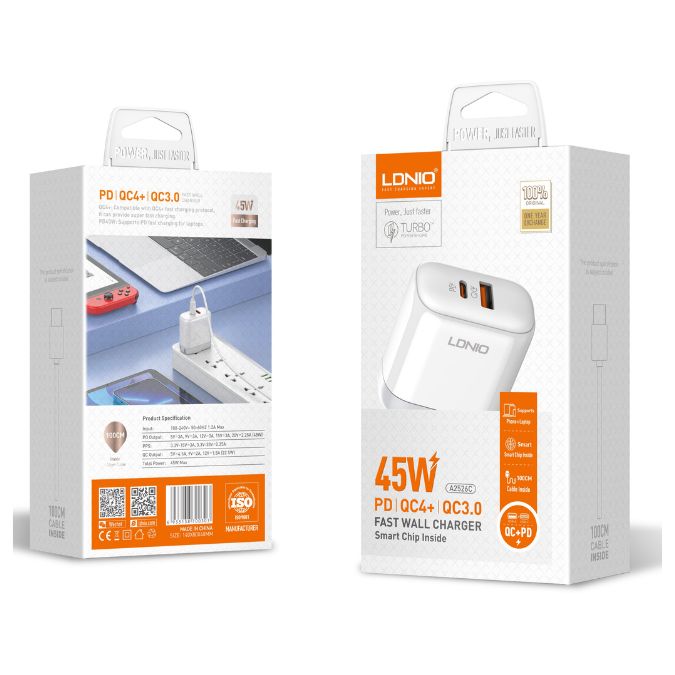 CARGADOR LDNIO TURBO 65W / A2620C TIPO C – C